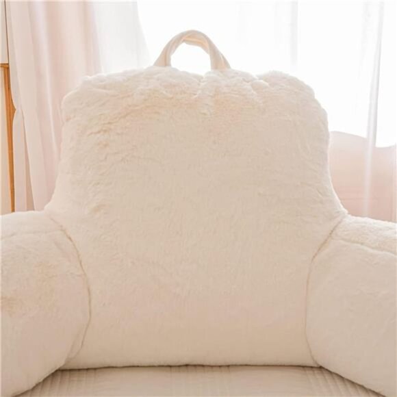 Faux Fur Reading Pillow Bed Wedge Large Adult Children Backrest with Arms Back - Picture 3 of 7